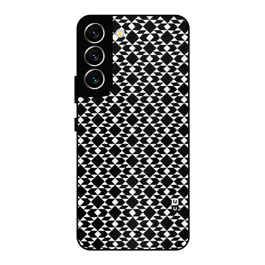 Black White Diamond Abstract Metal Back Case for Galaxy S22 5G