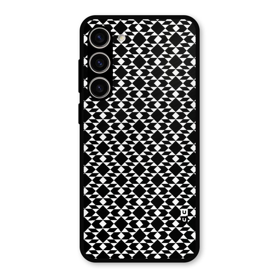 Black White Diamond Abstract Metal Back Case for Galaxy S23 Plus