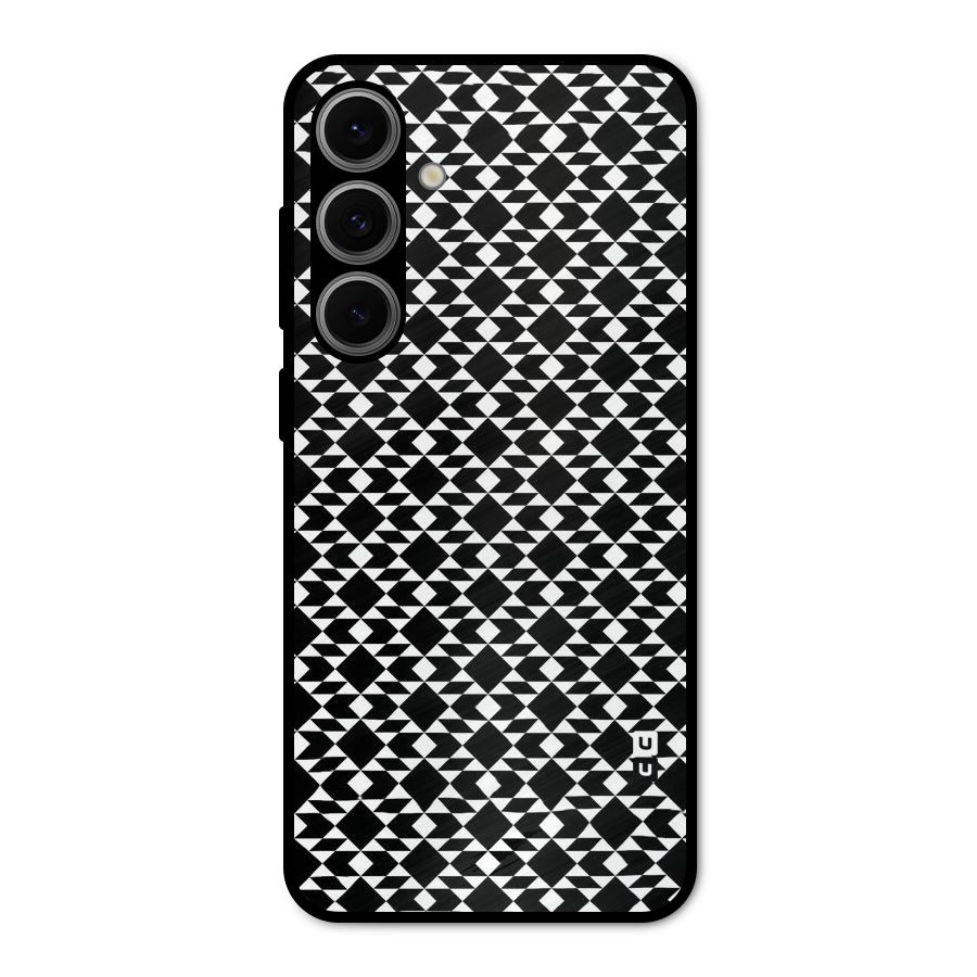 Black White Diamond Abstract Metal Back Case for Galaxy S24 FE