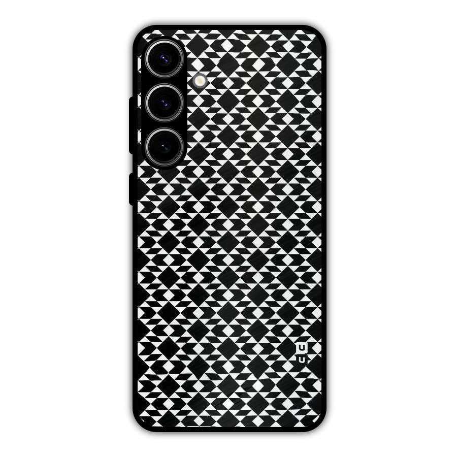 Black White Diamond Abstract Metal Back Case for Galaxy S24 Plus