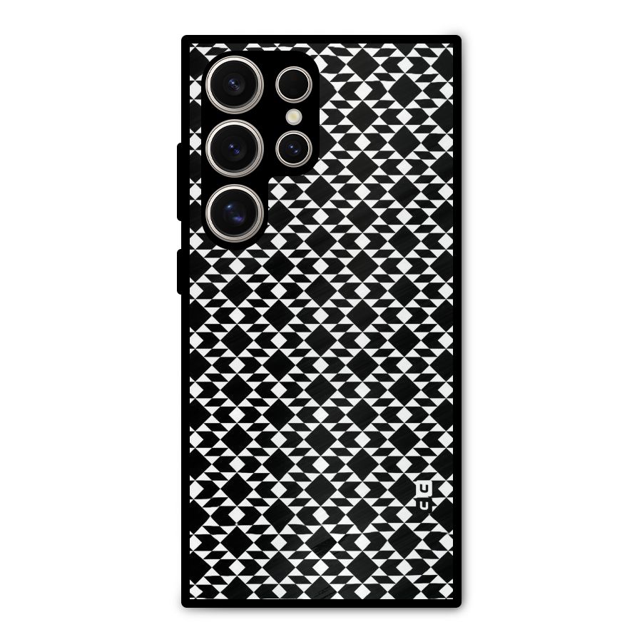 Black White Diamond Abstract Metal Back Case for Galaxy S24 Ultra