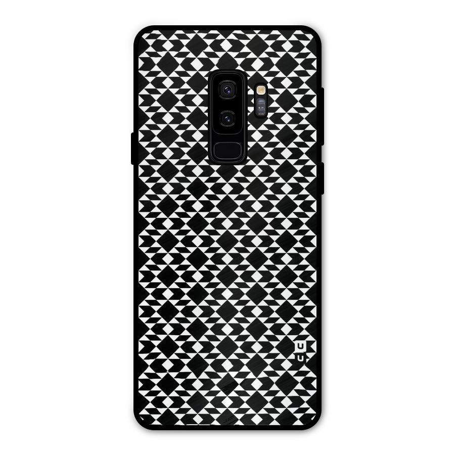 Black White Diamond Abstract Metal Back Case for Galaxy S9 Plus