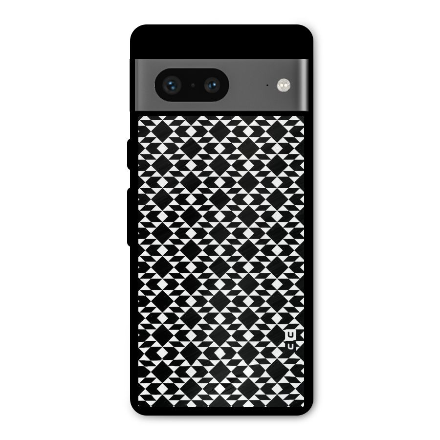 Black White Diamond Abstract Metal Back Case for Google Pixel 7