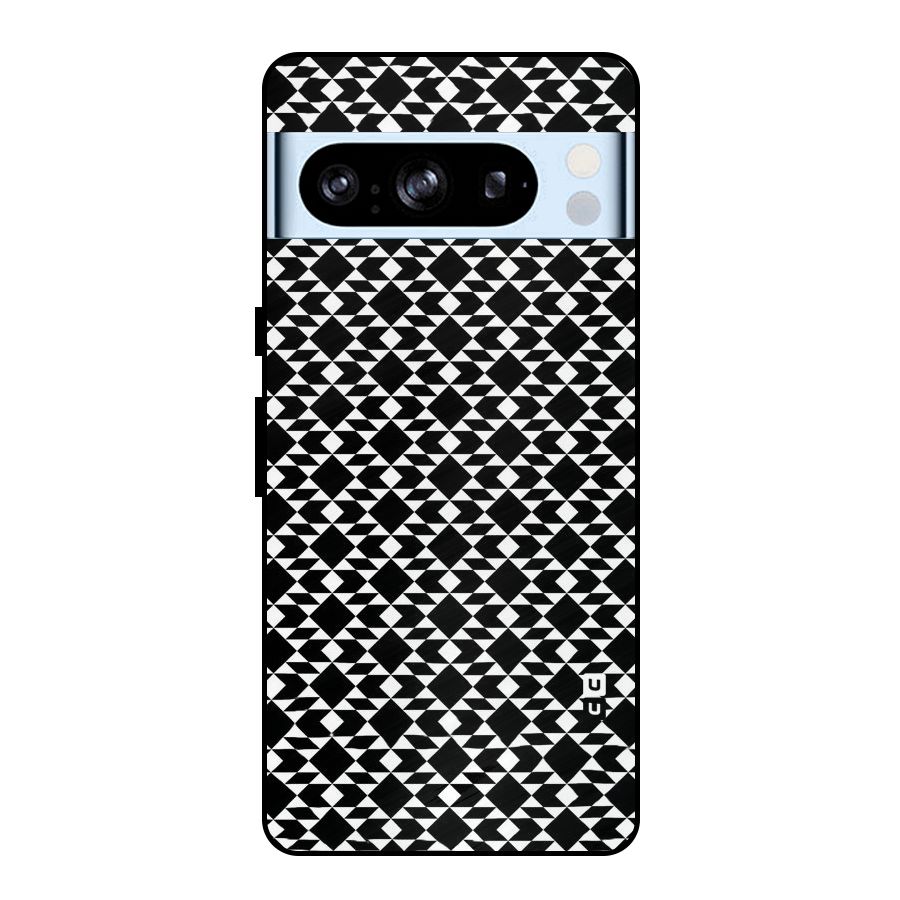 Black White Diamond Abstract Metal Back Case for Google Pixel 8 Pro