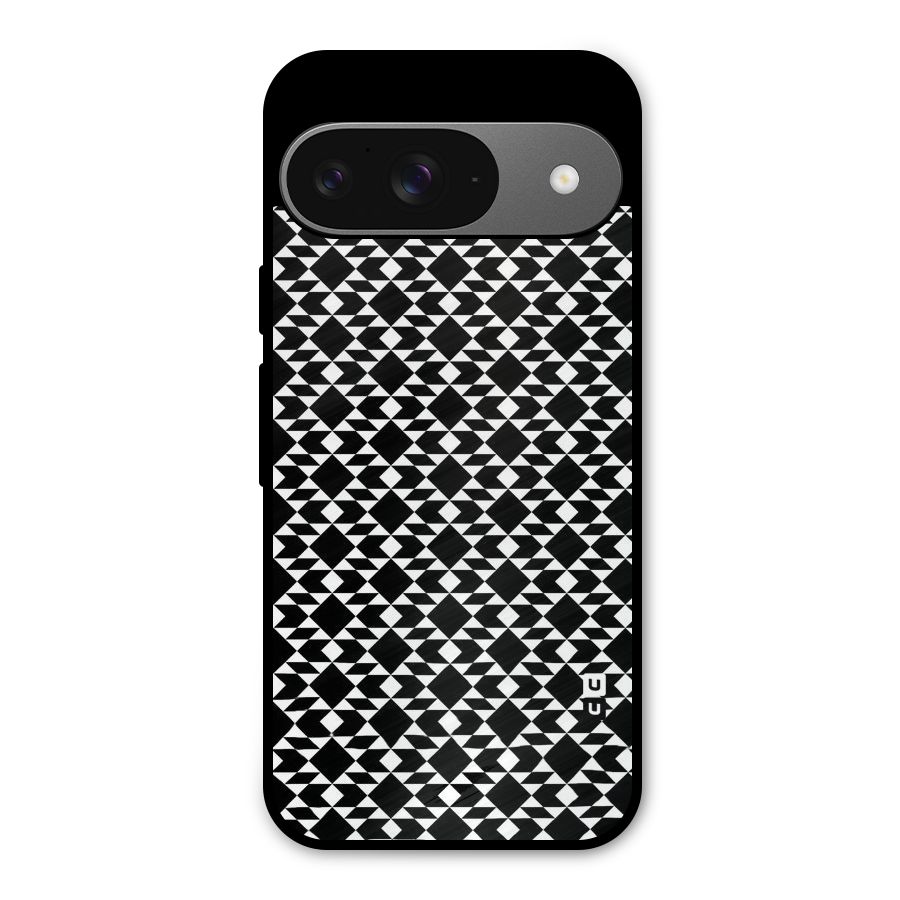 Black White Diamond Abstract Metal Back Case for Google Pixel 9