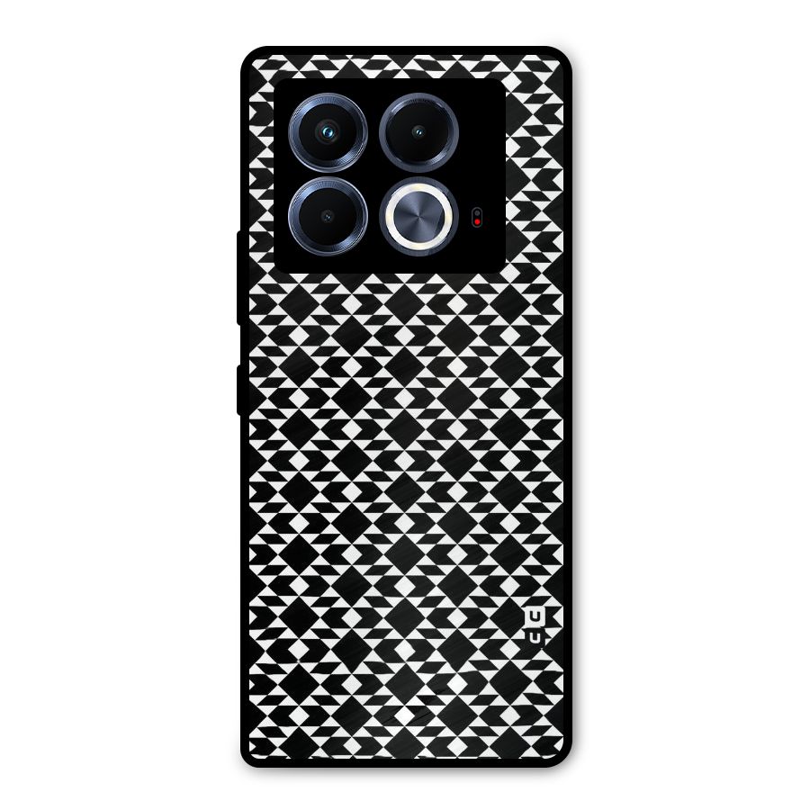 Black White Diamond Abstract Metal Back Case for Infinix Note 40 5G