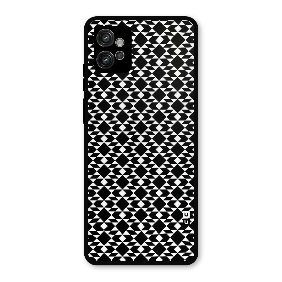 Black White Diamond Abstract Metal Back Case for Moto G32