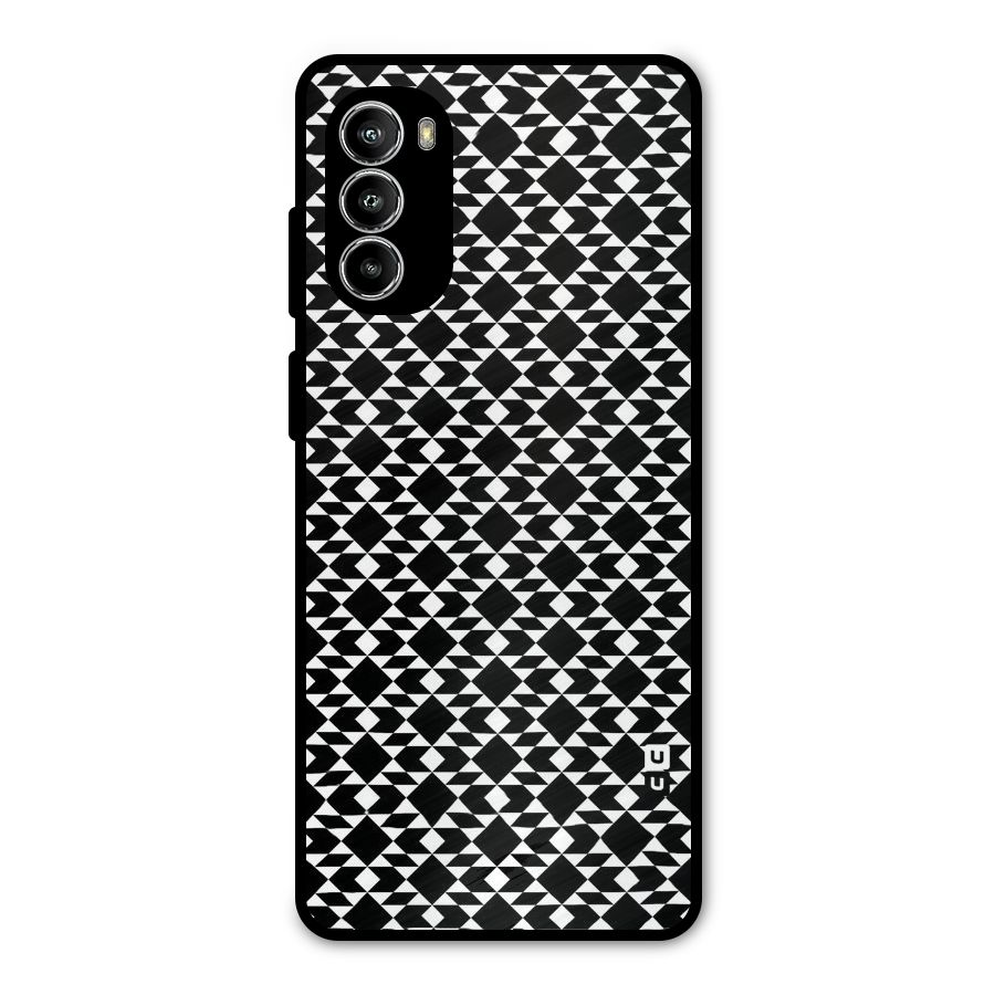 Black White Diamond Abstract Metal Back Case for Moto G52