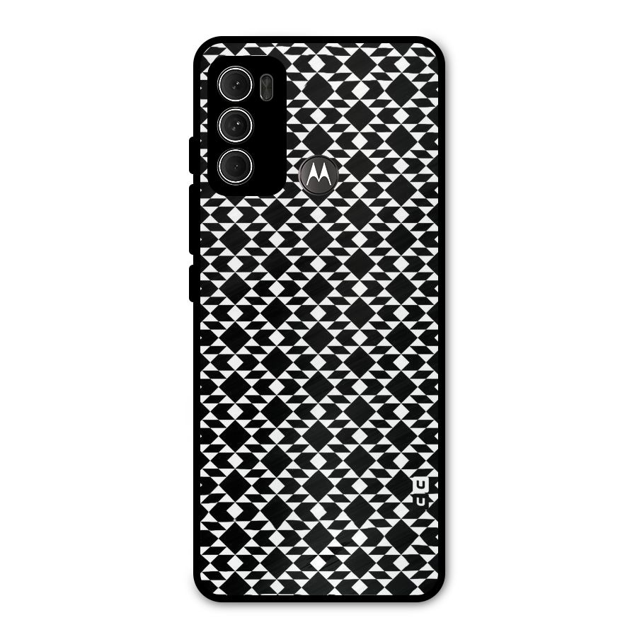 Black White Diamond Abstract Metal Back Case for Moto G60