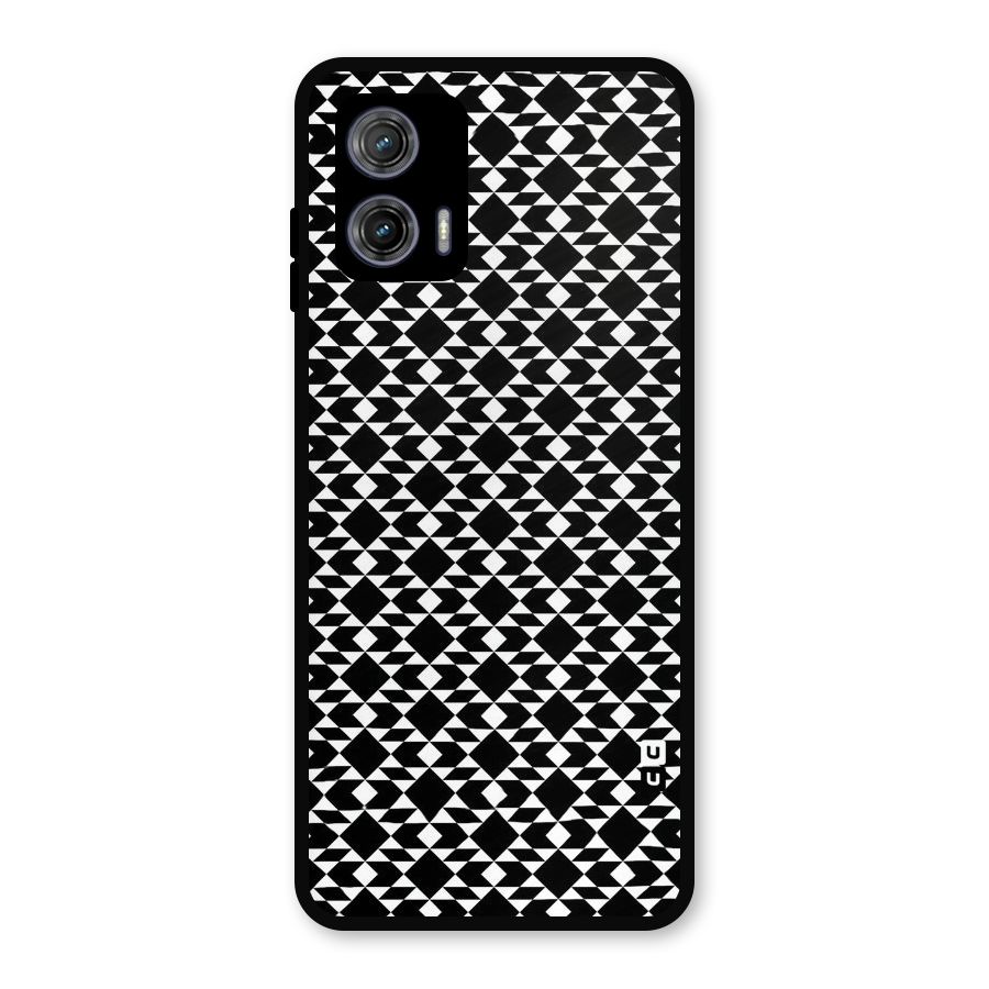 Black White Diamond Abstract Metal Back Case for Moto G73