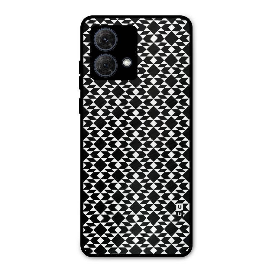 Black White Diamond Abstract Metal Back Case for Moto G84