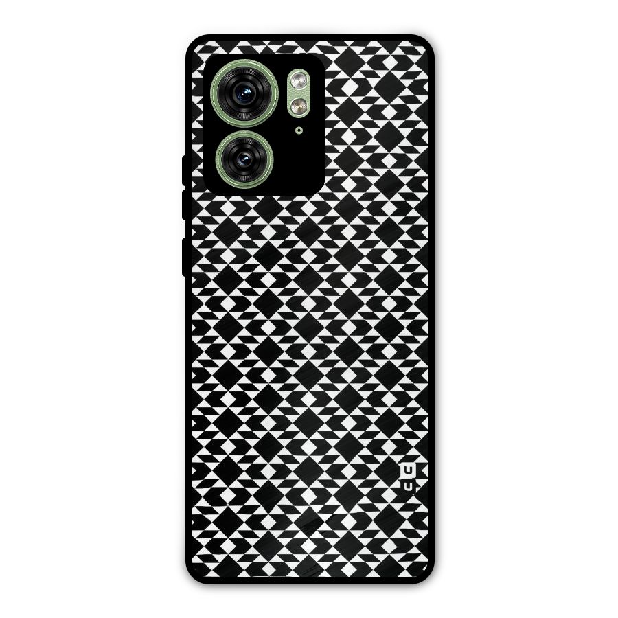 Black White Diamond Abstract Metal Back Case for Motorola Edge 40 5G