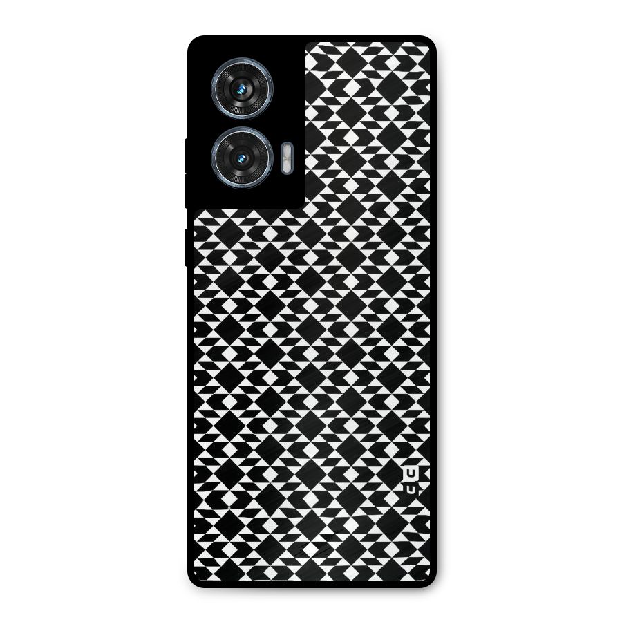 Black White Diamond Abstract Metal Back Case for Motorola Edge 50 Fusion