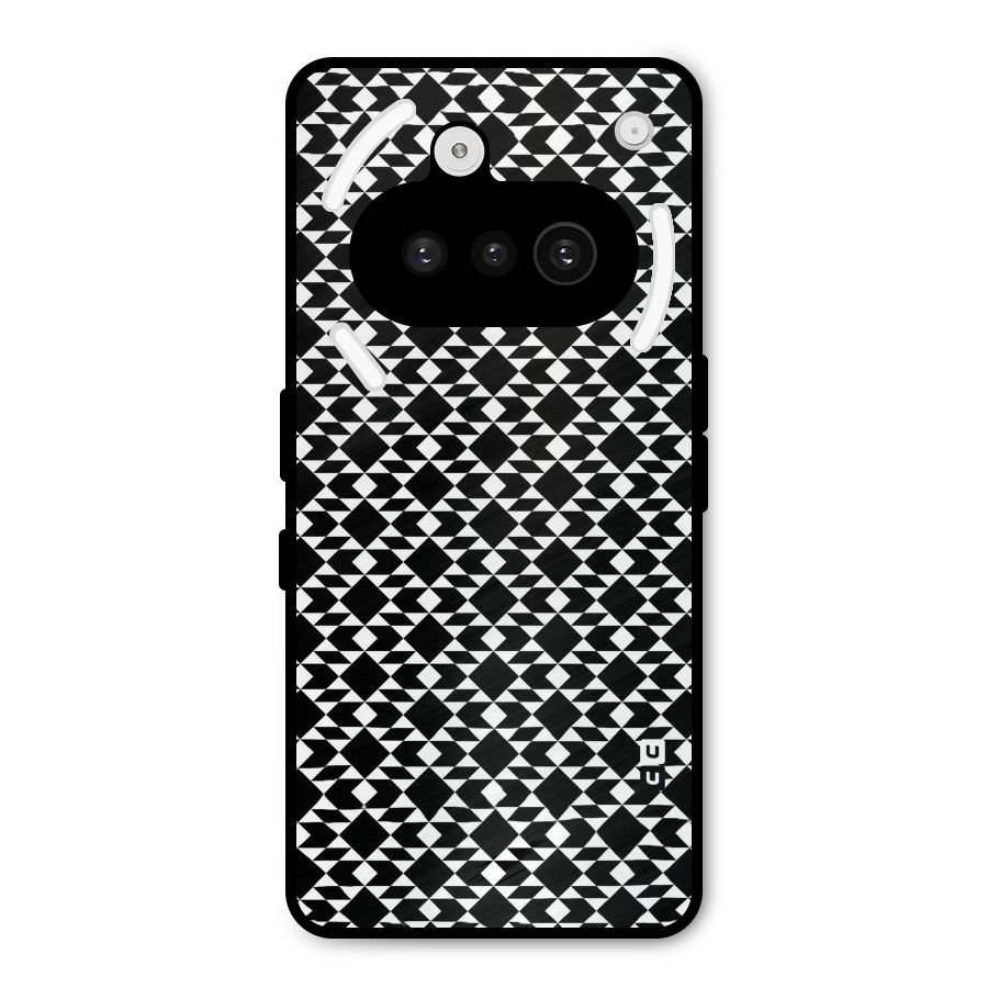 Black White Diamond Abstract Metal Back Case for Nothing Phone 3a