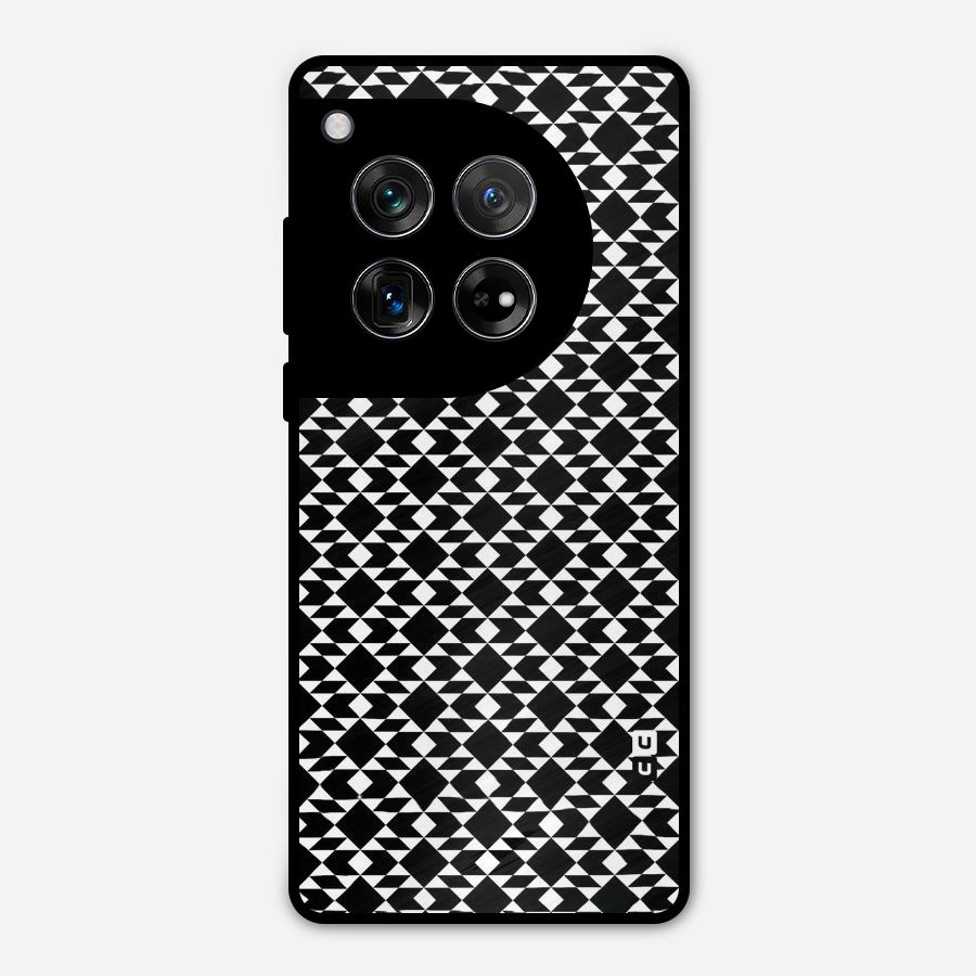 Black White Diamond Abstract Metal Back Case for OnePlus 12