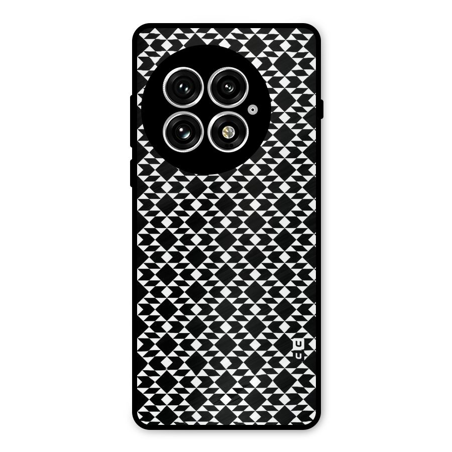 Black White Diamond Abstract Metal Back Case for OnePlus 13