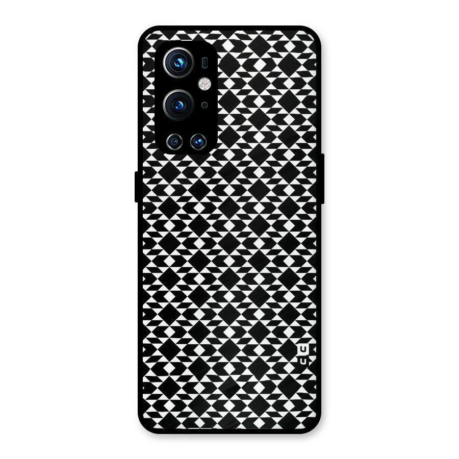 Black White Diamond Abstract Metal Back Case for OnePlus 9 Pro