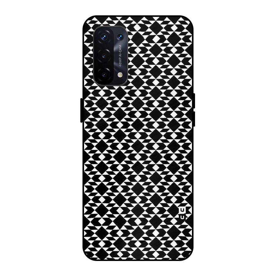 Black White Diamond Abstract Metal Back Case for Oppo A74 5G