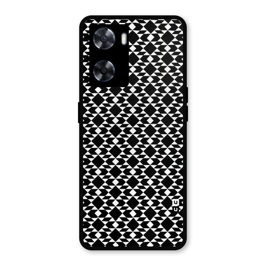 Black White Diamond Abstract Metal Back Case for Oppo A77s