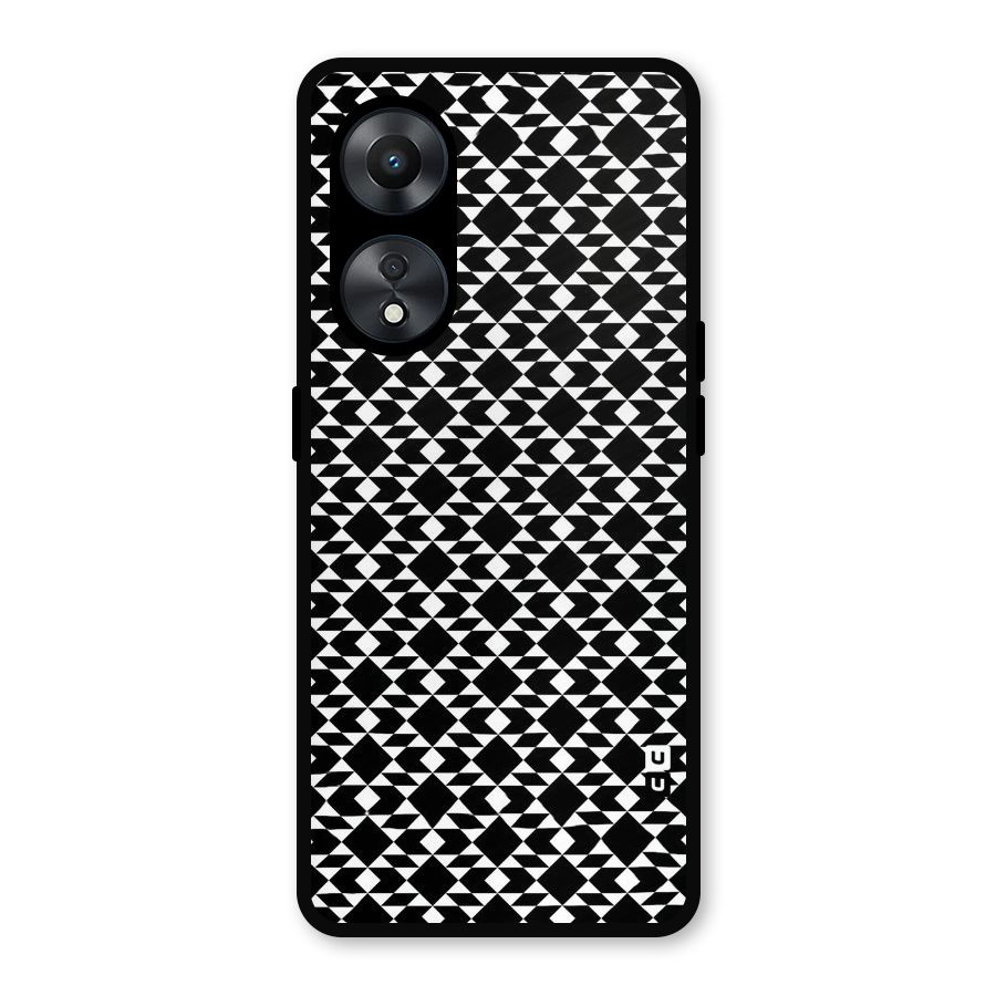 Black White Diamond Abstract Metal Back Case for Oppo A78