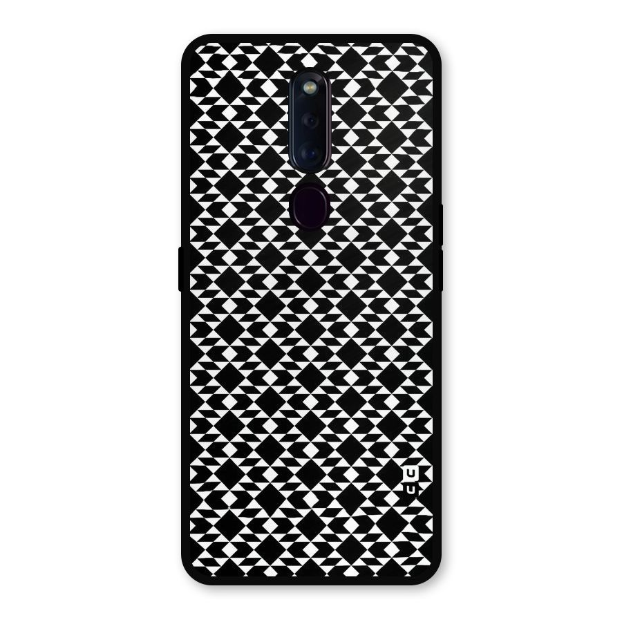 Black White Diamond Abstract Metal Back Case for Oppo F11 Pro