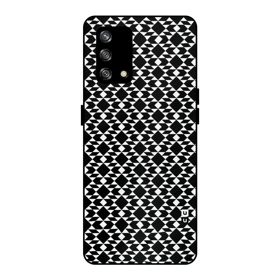 Black White Diamond Abstract Metal Back Case for Oppo F19