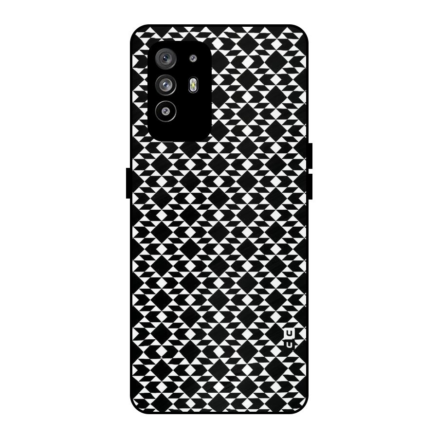 Black White Diamond Abstract Metal Back Case for Oppo F19 Pro Plus 5G
