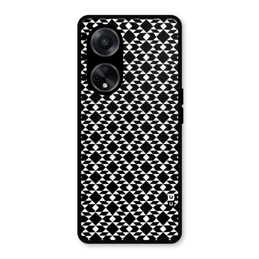 Black White Diamond Abstract Metal Back Case for Oppo F23