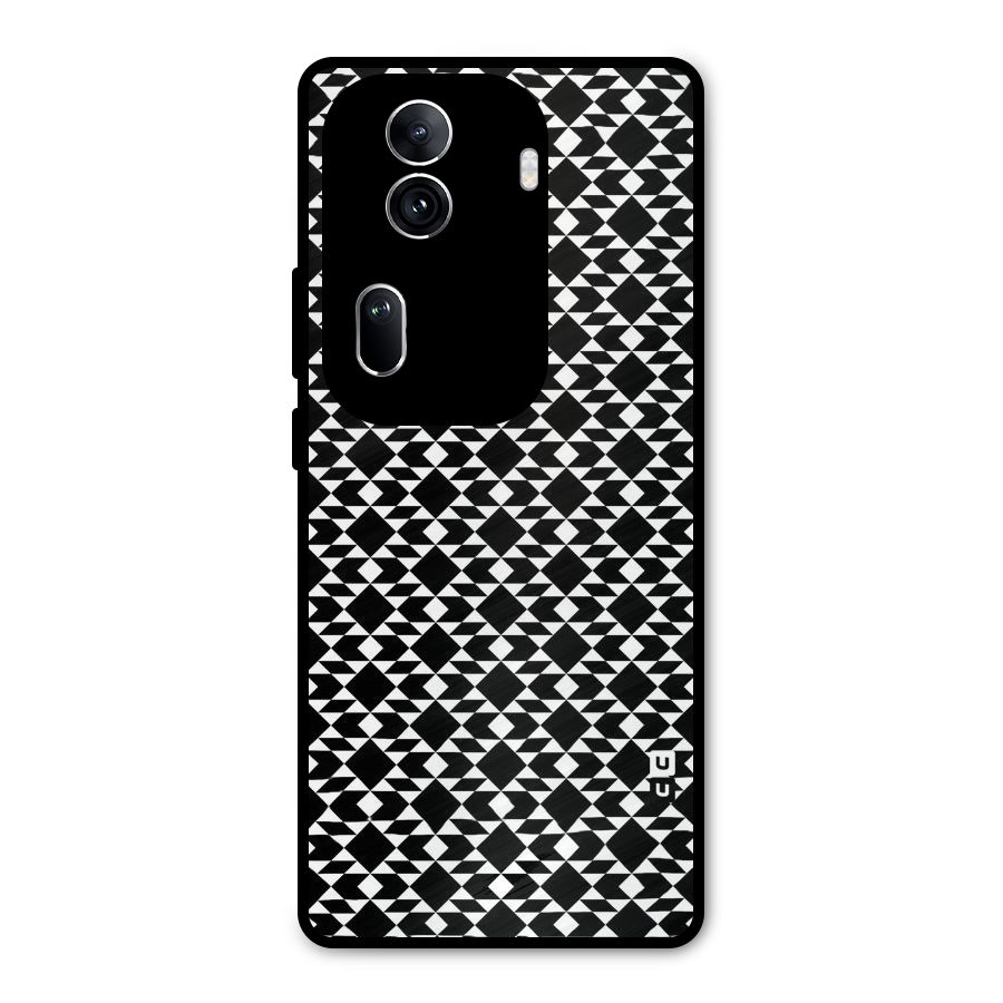 Black White Diamond Abstract Metal Back Case for Oppo Reno11 Pro 5G