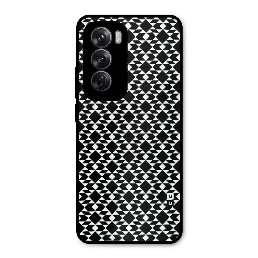 Black White Diamond Abstract Metal Back Case for Oppo Reno12 Pro