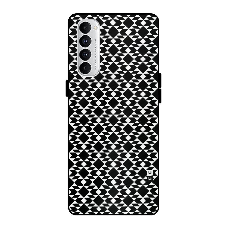 Black White Diamond Abstract Metal Back Case for Oppo Reno4 Pro