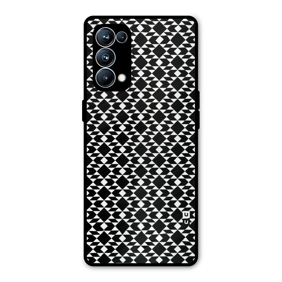 Black White Diamond Abstract Metal Back Case for Oppo Reno5 Pro 5G