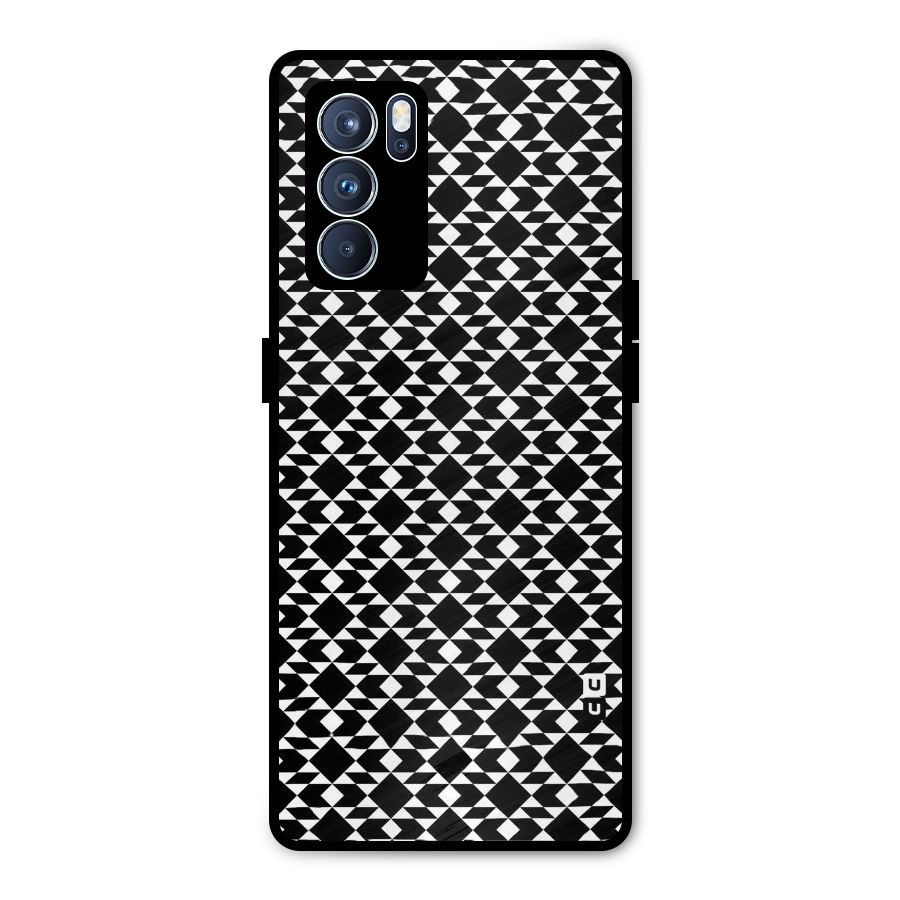 Black White Diamond Abstract Metal Back Case for Oppo Reno6 Pro 5G