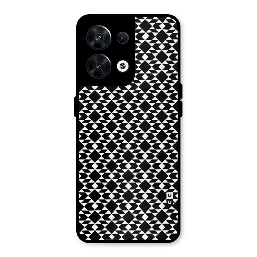 Black White Diamond Abstract Metal Back Case for Oppo Reno8 5G