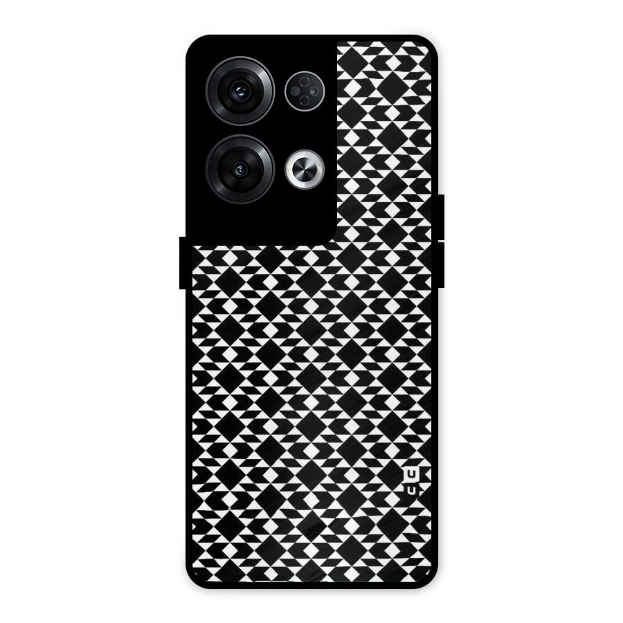 Black White Diamond Abstract Metal Back Case for Oppo Reno8 Pro 5G