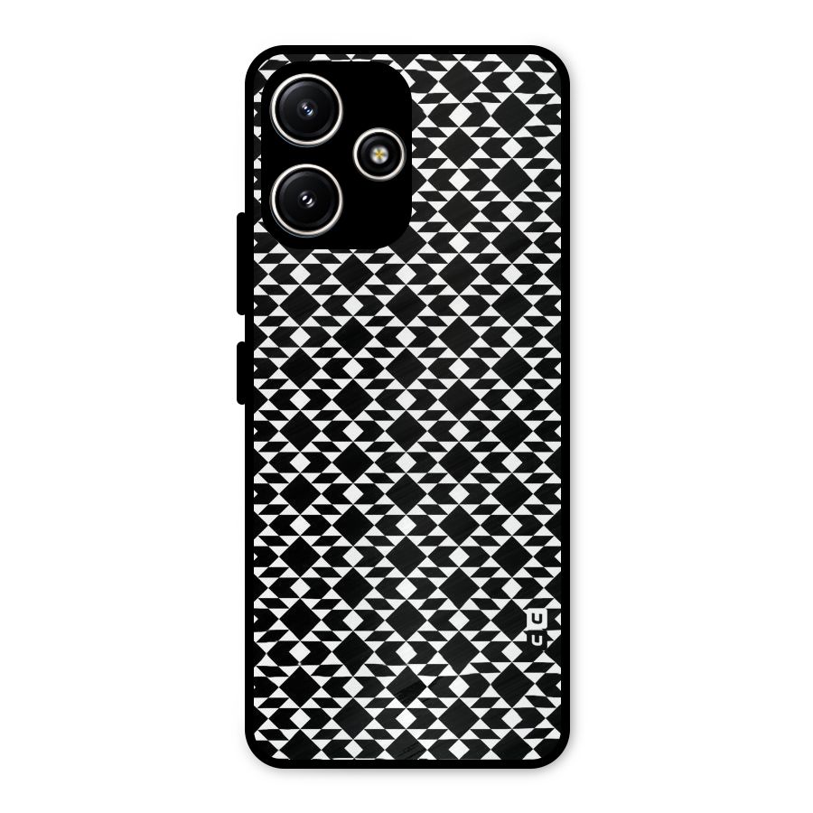 Black White Diamond Abstract Metal Back Case for Poco M6 Pro