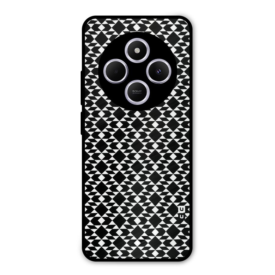 Black White Diamond Abstract Metal Back Case for Poco M7
