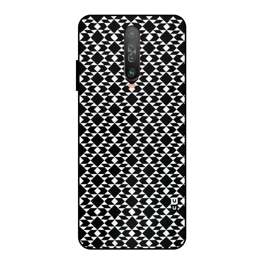 Black White Diamond Abstract Metal Back Case for Poco X2