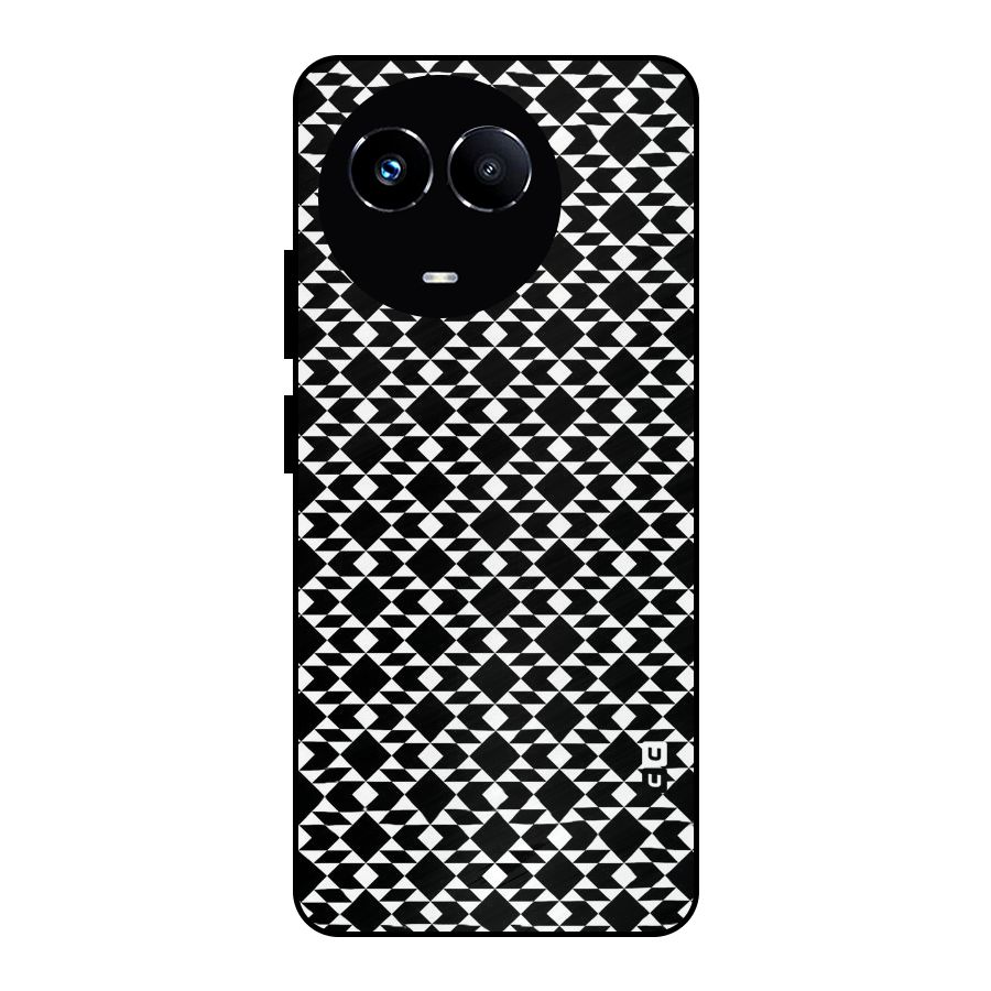 Black White Diamond Abstract Metal Back Case for Realme 11 5G