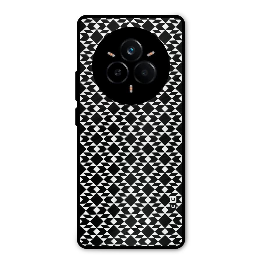 Black White Diamond Abstract Metal Back Case for Realme 14 Pro