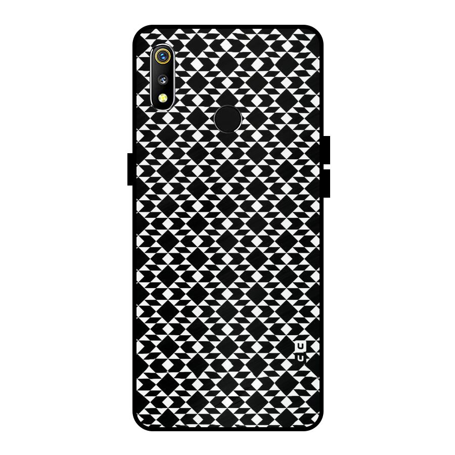 Black White Diamond Abstract Metal Back Case for Realme 3i