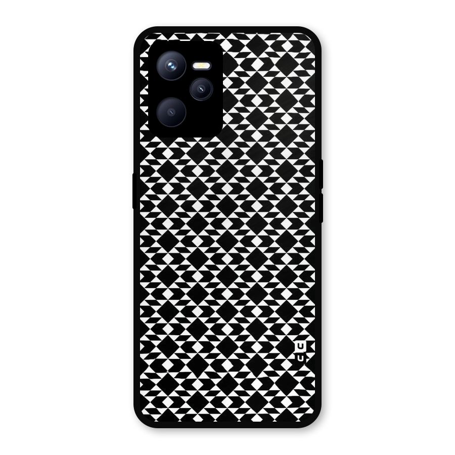Black White Diamond Abstract Metal Back Case for Realme C35