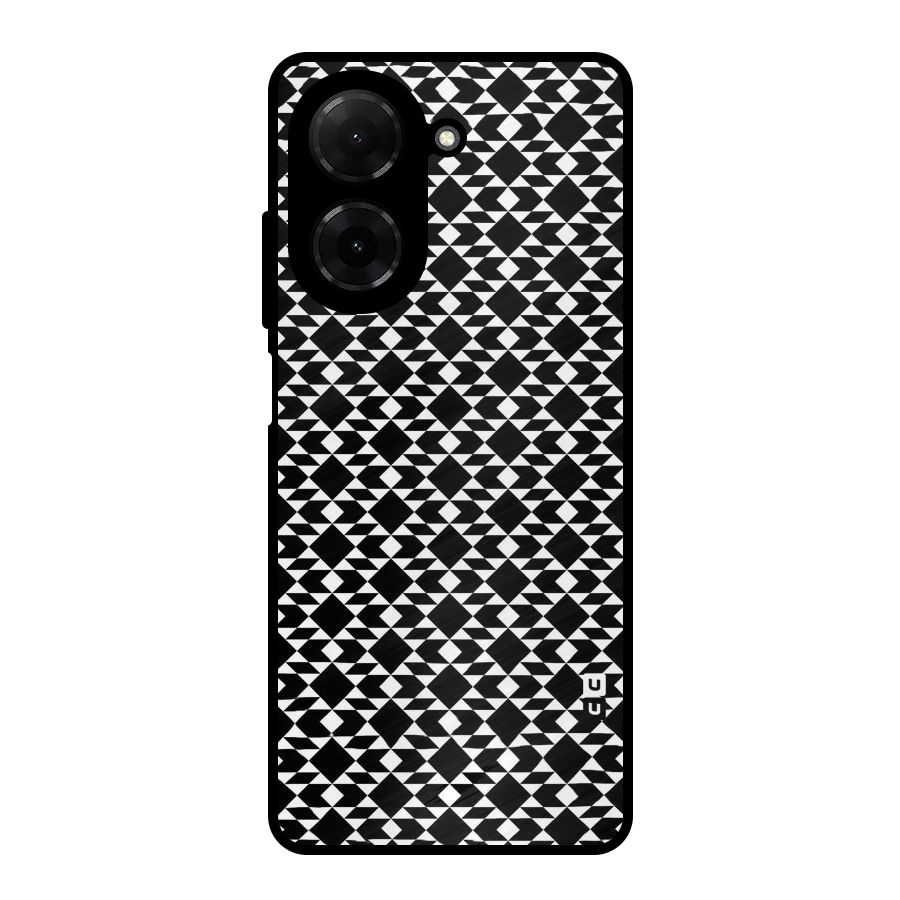 Black White Diamond Abstract Metal Back Case for Redmi A5 4G
