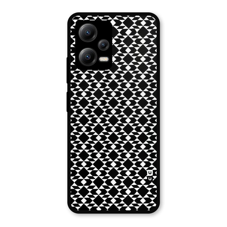 Black White Diamond Abstract Metal Back Case for Redmi Note 12 5G