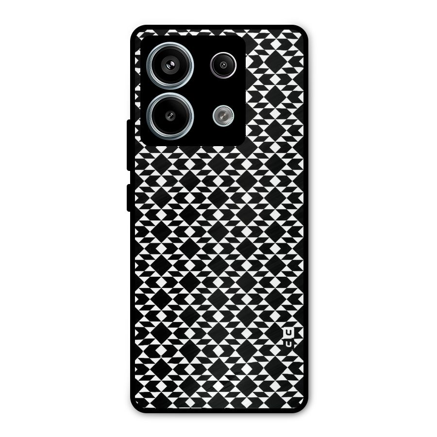 Black White Diamond Abstract Metal Back Case for Redmi Note 13 Pro 5G