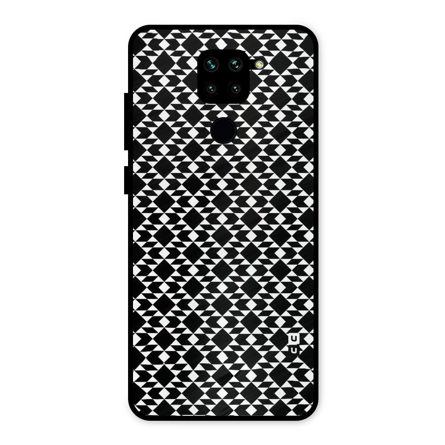 Black White Diamond Abstract Metal Back Case for Redmi Note 9
