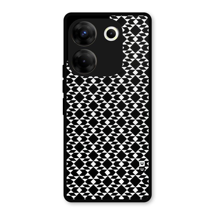 Black White Diamond Abstract Metal Back Case for Tecno Camon 20