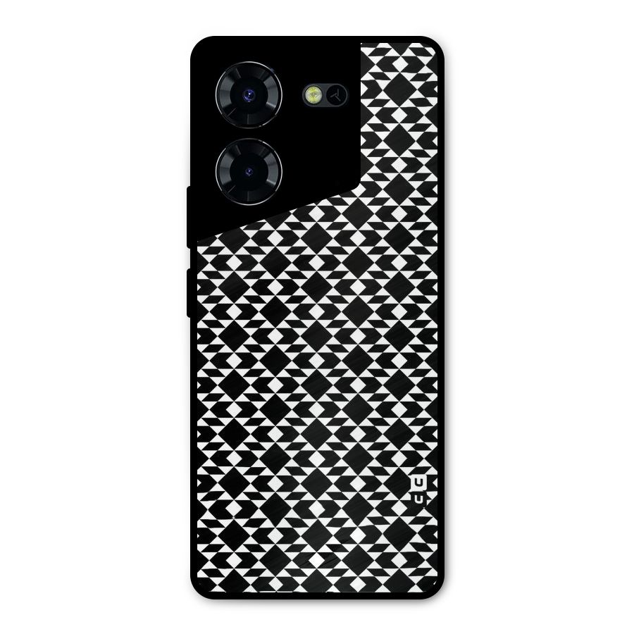 Black White Diamond Abstract Metal Back Case for Tecno Pova 5 Pro 5G