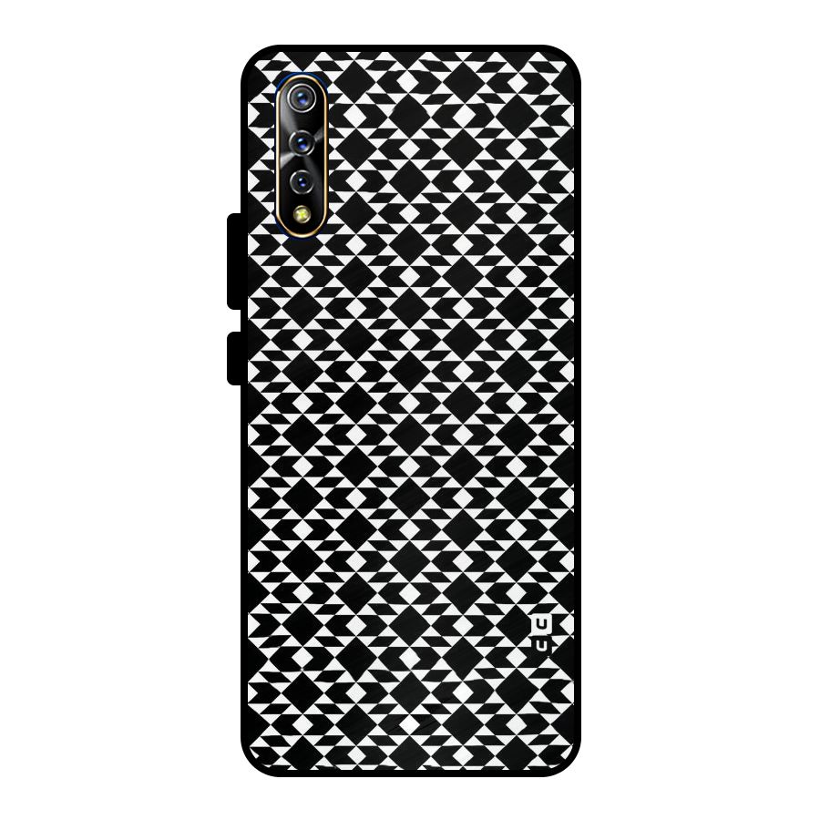 Black White Diamond Abstract Metal Back Case for Vivo S1