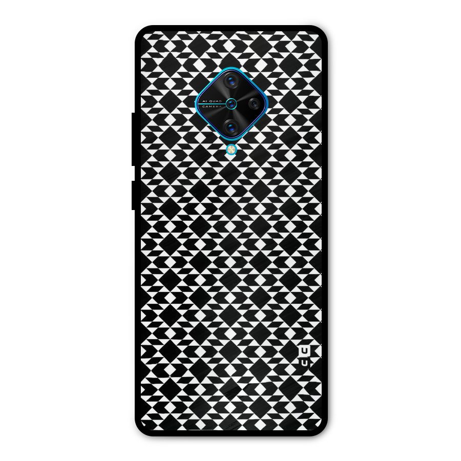 Black White Diamond Abstract Metal Back Case for Vivo S1 Pro